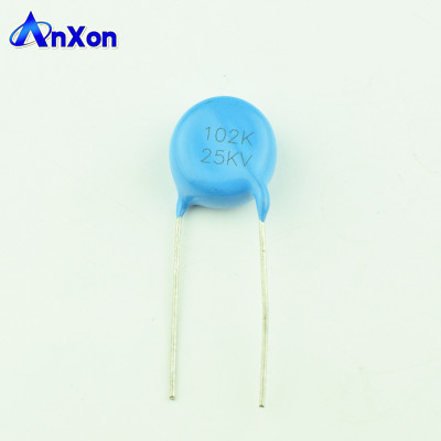 China HV Ceramic Kondensator 25KV 1000PF 102 Leaded Type Blue Disc Capacitor supplier