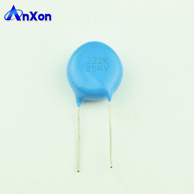 China High Voltage Kondensator 25KV 2200PF 222 Blue Ceramic Disc Capacitor supplier