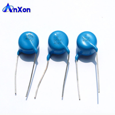 China High Voltage Disc Condensateur 40KV 500PF 501 Blue ceramic capacitor supplier
