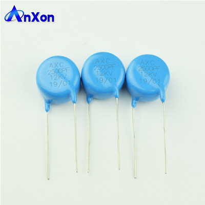 China HV  Kondensator 12KV 2500PF Y5U Blue Disc Leaded Type Ceramic Capacitor supplier