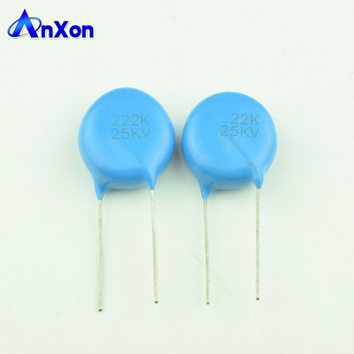 High Voltage Kondensator 25KV 2200PF 222 Blue Ceramic Disc Capacitor supplier