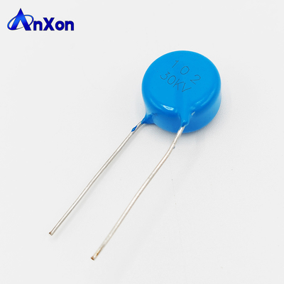 High Voltage Kondensator 30KV 1000PF 102 Blue Disc Lead Wire HV Ceramic Capacitor supplier